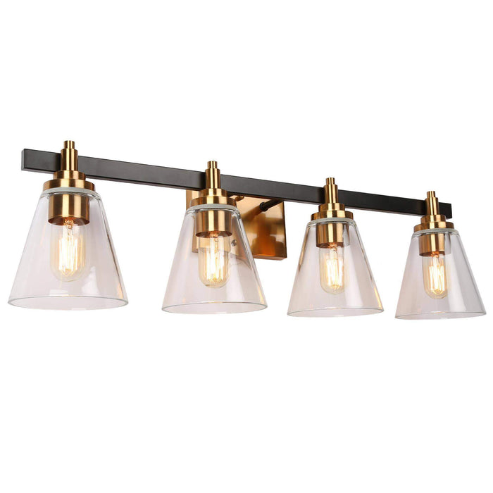 Tetoca 4-Light Black and Brass Bathroom Vanity Light