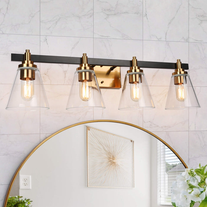 Tetoca 4-Light Black and Brass Bathroom Vanity Light
