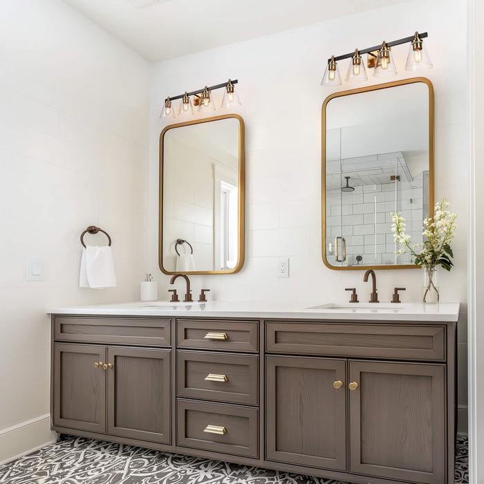 Tetoca 4-Light Black and Brass Bathroom Vanity Light