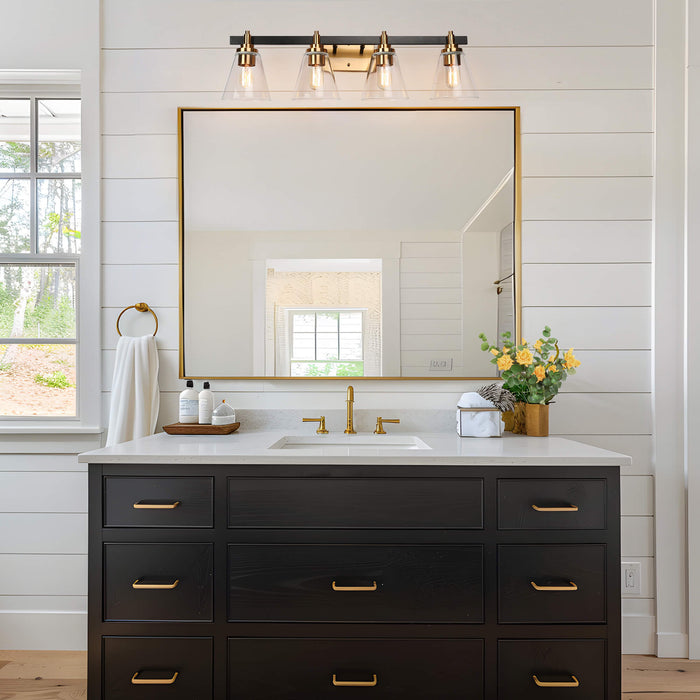 Tetoca 4-Light Black and Brass Bathroom Vanity Light