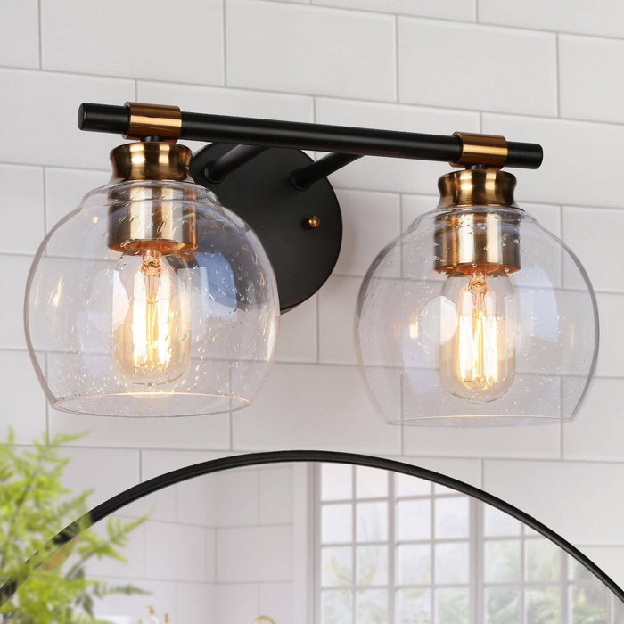 Amiry 2-Light Black and Brass Bathroom Vanity Light