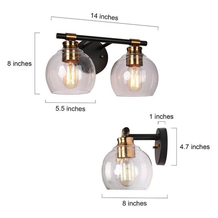 Amiry 2-Light Black and Brass Bathroom Vanity Light