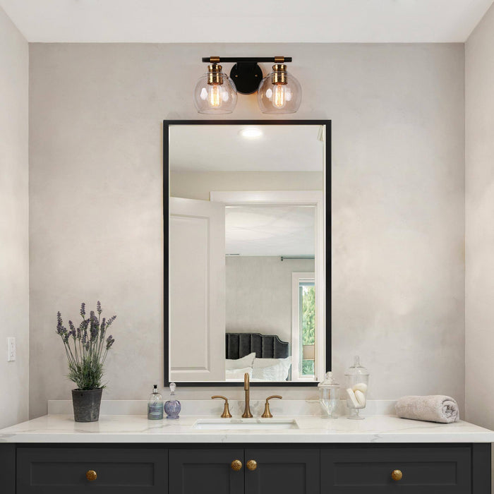 Amiry 2-Light Black and Brass Bathroom Vanity Light