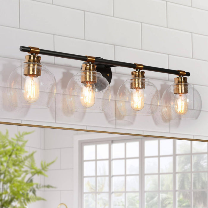 Amiry 4-Light Black and Brass Bathroom Vanity Light