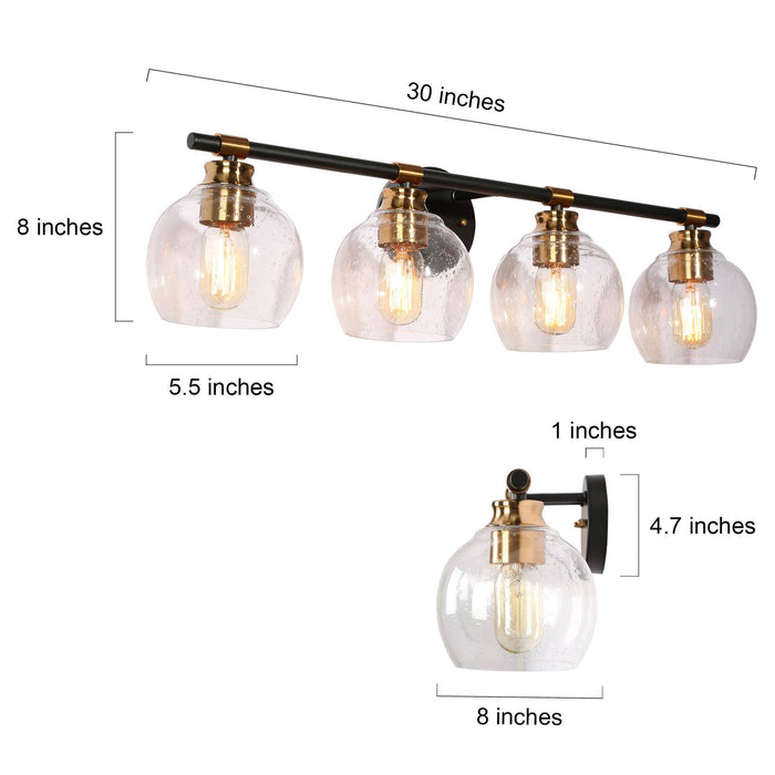 Amiry 4-Light Black and Brass Bathroom Vanity Light