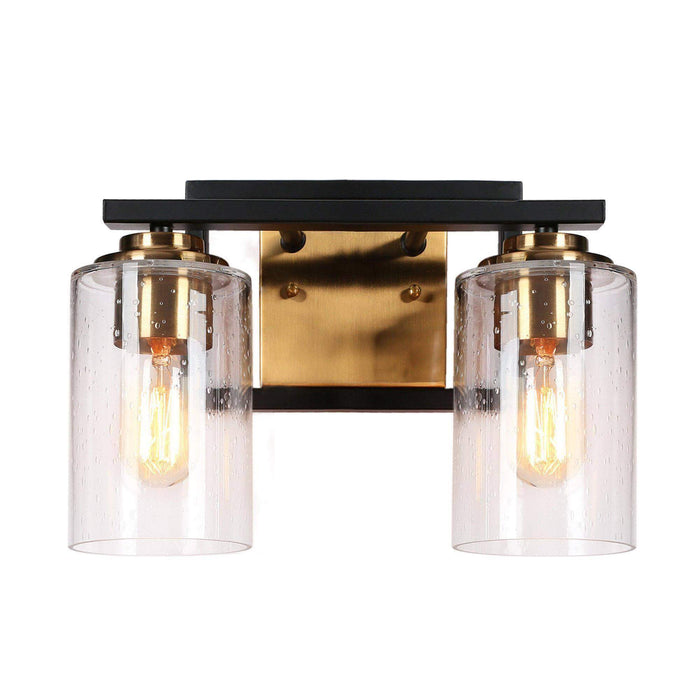 Hormos 2-Light Black and Brass Bathroom Vanity Light