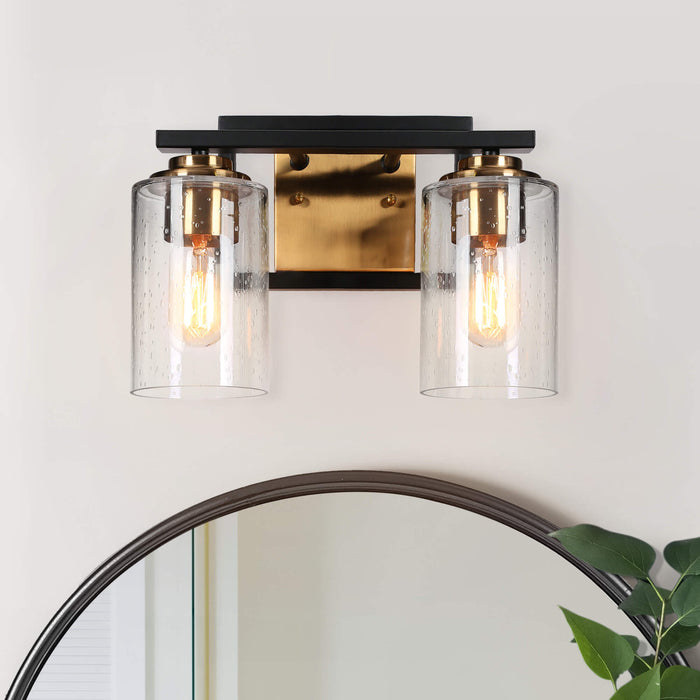 Hormos 2-Light Black and Brass Bathroom Vanity Light