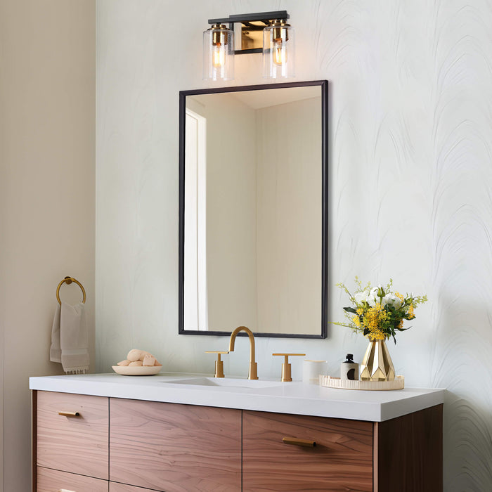 Hormos 2-Light Black and Brass Bathroom Vanity Light