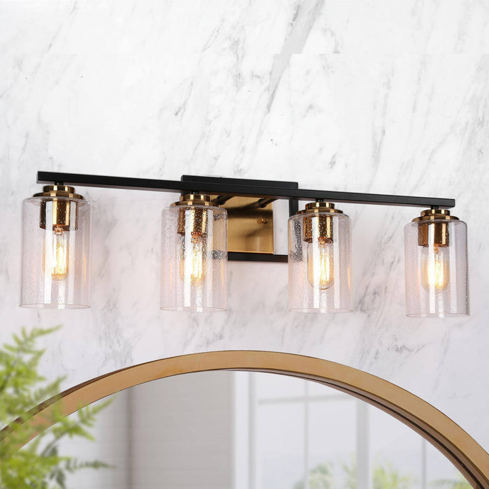 Hormos 4-Light Black and Brass Bathroom Vanity Light
