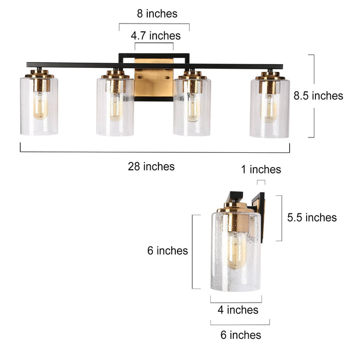 Hormos 4-Light Black and Brass Bathroom Vanity Light