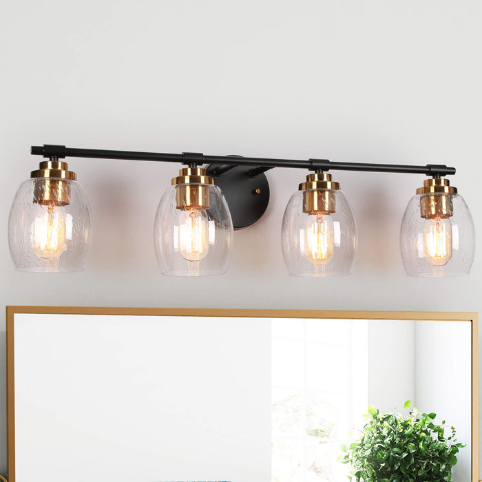 Brenova 4-Light Black and Brass Bathroom Vanity Light