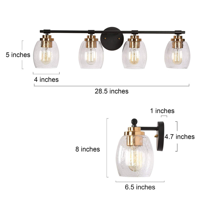 Brenova 4-Light Black and Brass Bathroom Vanity Light