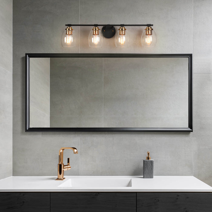Brenova 4-Light Black and Brass Bathroom Vanity Light