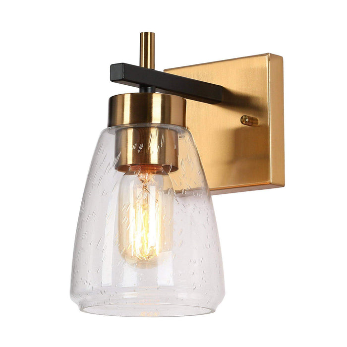 Rhodon 1-Light Black and Brass Wall Sconce