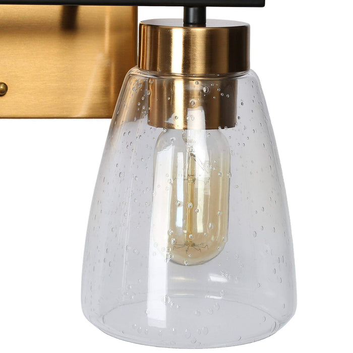 Rhodon 2-Light Black and Brass Bathroom Vanity Light