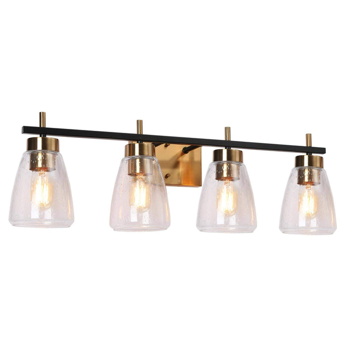Rhodon 4-Light Black and Brass Bathroom Vanity Light