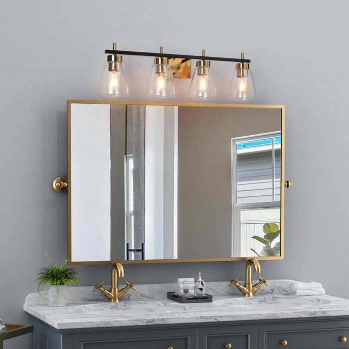 Rhodon 4-Light Black and Brass Bathroom Vanity Light