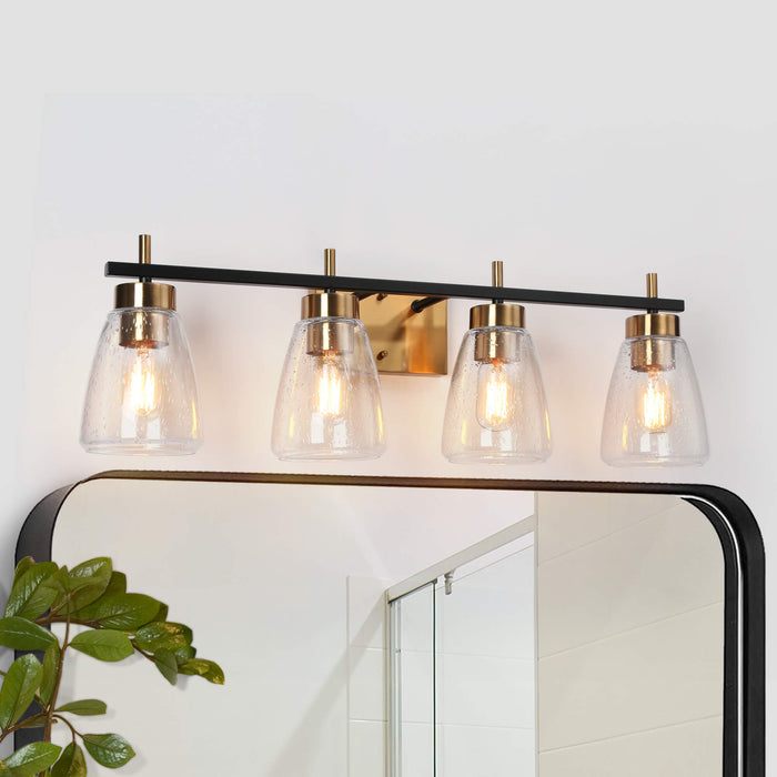 Rhodon 4-Light Black and Brass Bathroom Vanity Light