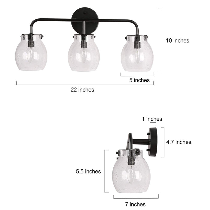 Canina 3-Light Black Bathroom Vanity Light