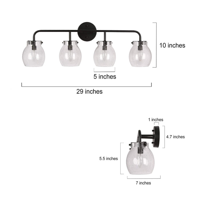 Canina 4-Light Black Bathroom Vanity Light