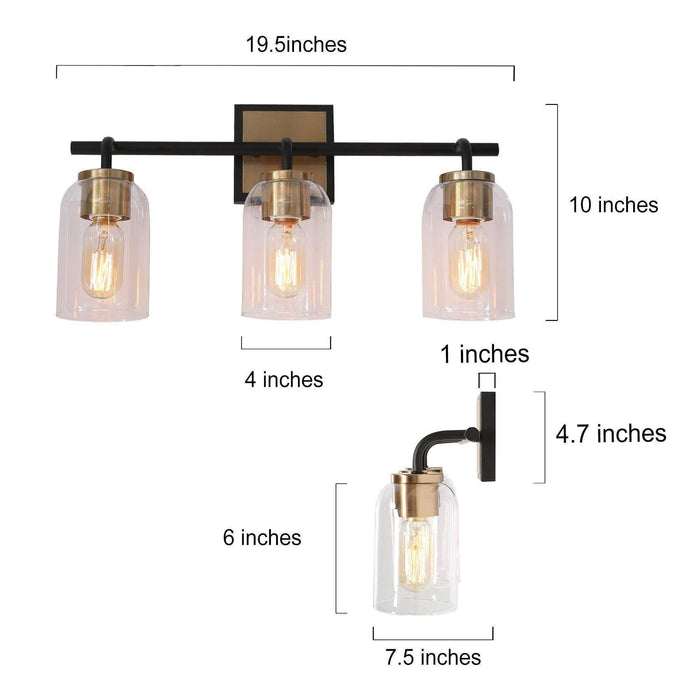 Ephedra 3-Light Black and Brass Bathroom Vanity Light