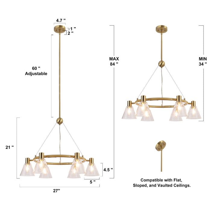 Sylvene 6-Light Brass Chandelier