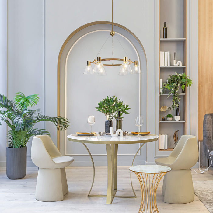 Sylvene 6-Light Brass Chandelier