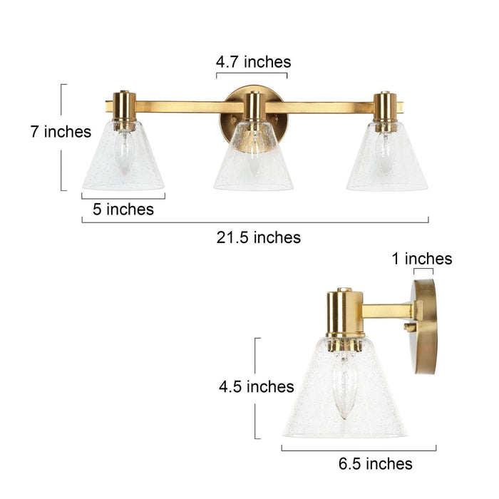 Sylvene 3-Light Brass Bathroom Vanity Light