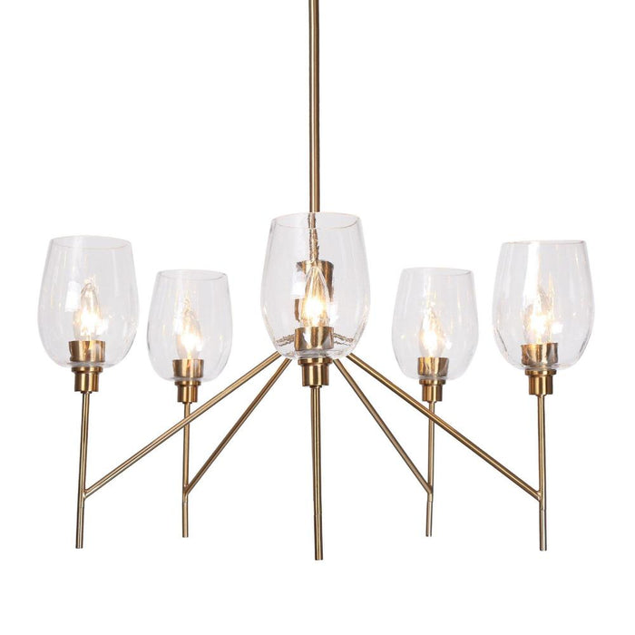 Fupoto 5-Light Brass Clear Glass Chandelier