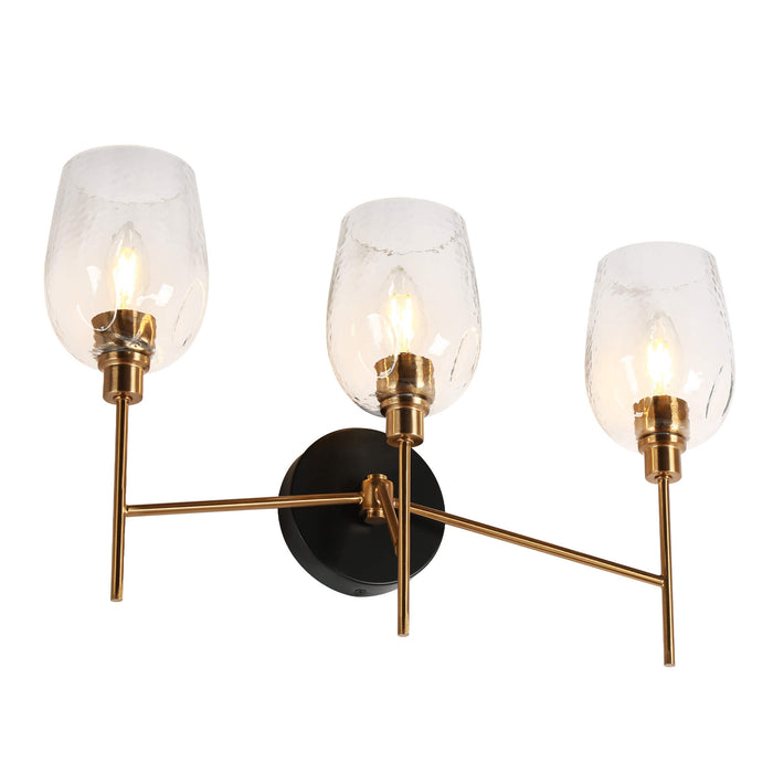 Fupoto 3-Light Black and Brass Bathroom Vanity Light