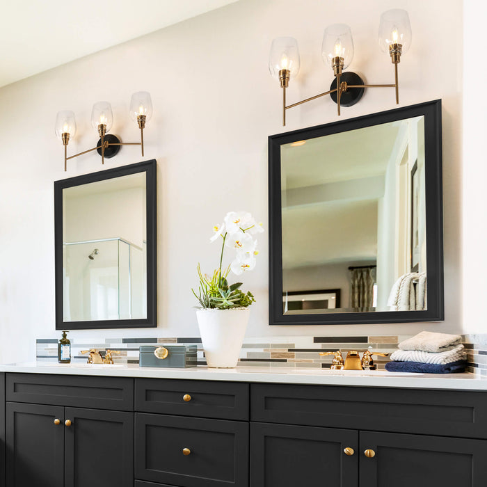 Fupoto 3-Light Black and Brass Bathroom Vanity Light