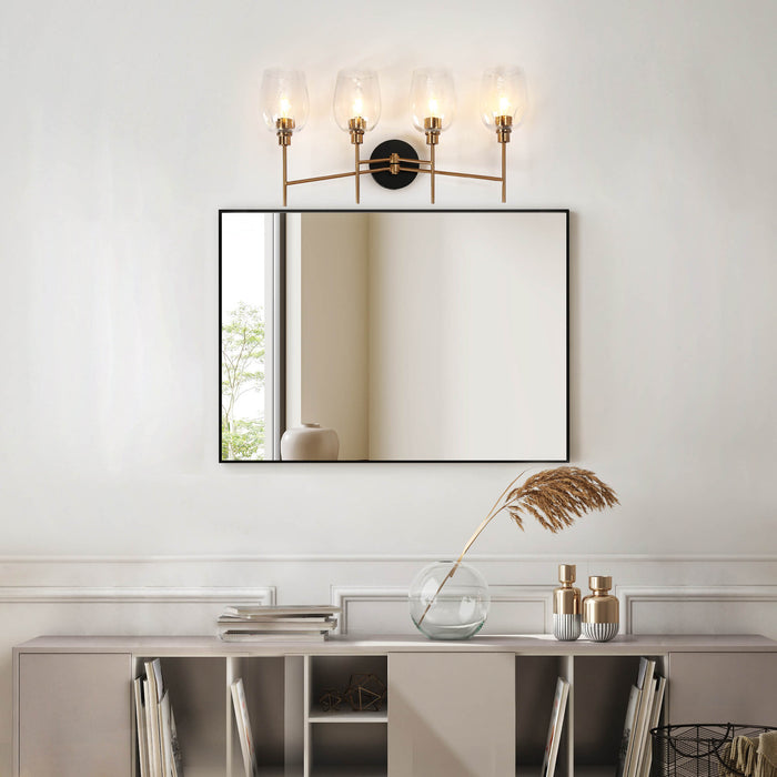 Fupoto 4-Light Black and Brass Bathroom Vanity Light