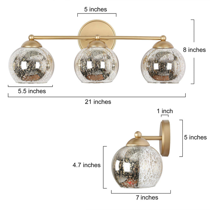 Deuday 3-Light Gold Bathroom Vanity Light