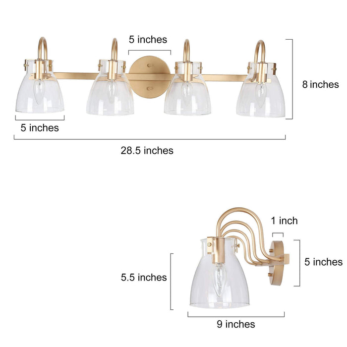 Scropis 4-Light Gold Bathroom Vanity Light