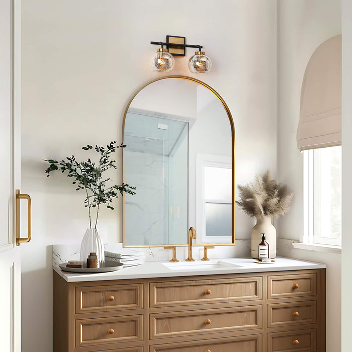 Rafesa 2-Light Black and Brass Bathroom Vanity Light