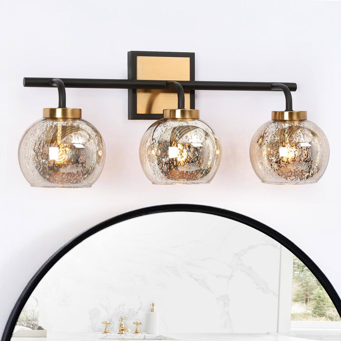 Rafesa 3-Light Black and Brass Bathroom Vanity Light