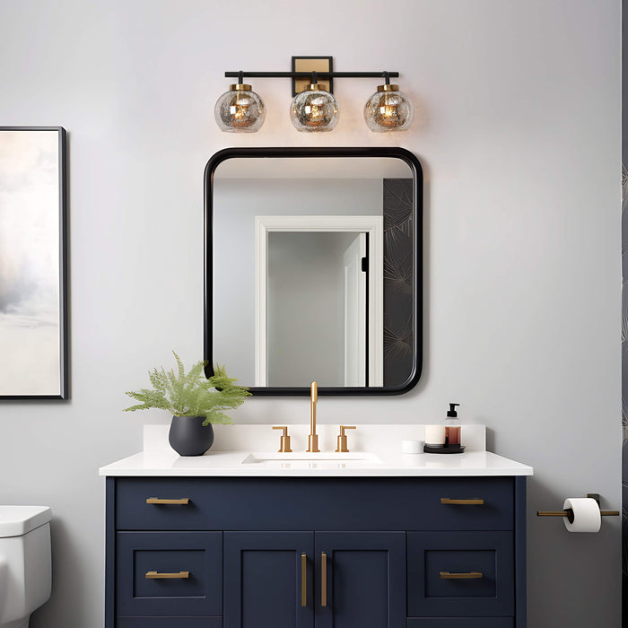 Rafesa 3-Light Black and Brass Bathroom Vanity Light