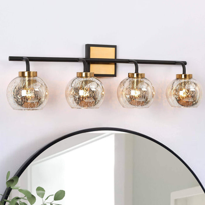 Rafesa 4-Light Black and Brass Bathroom Vanity Light