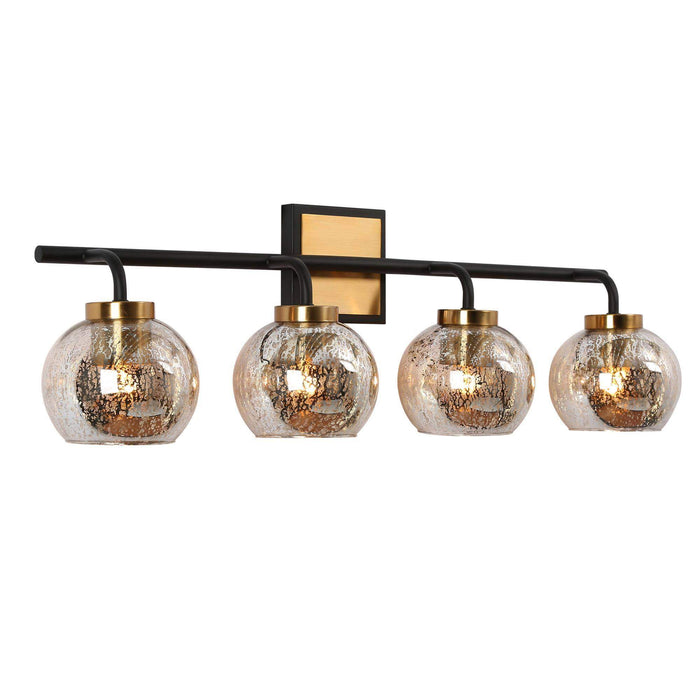 Rafesa 4-Light Black and Brass Bathroom Vanity Light