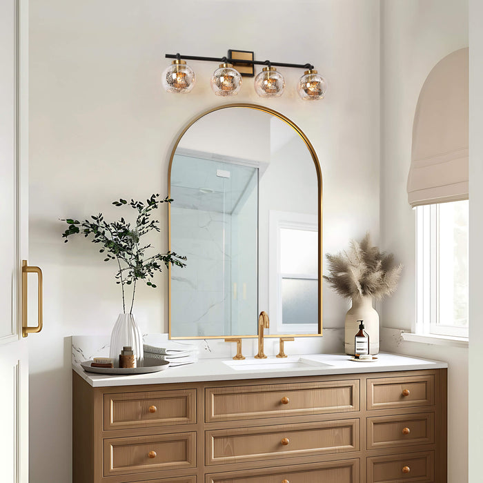 Rafesa 4-Light Black and Brass Bathroom Vanity Light