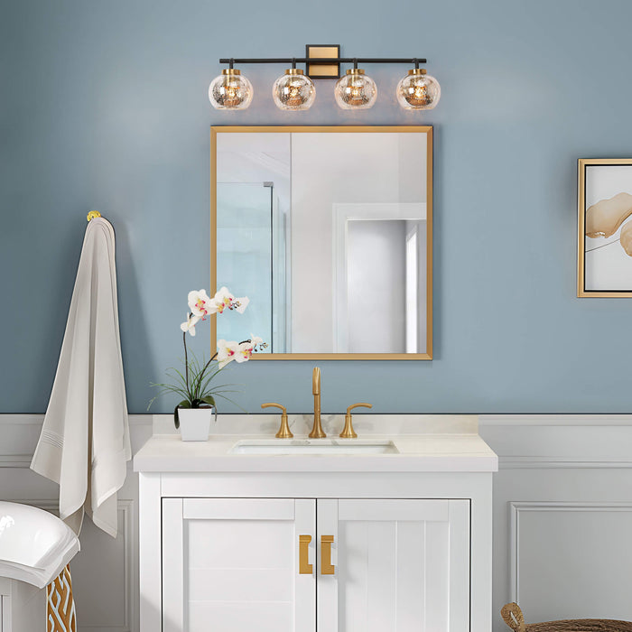 Rafesa 4-Light Black and Brass Bathroom Vanity Light