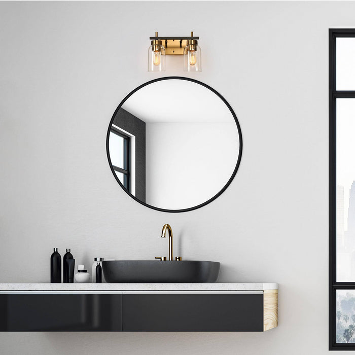 Brocco 2-Light Black and Brass Bathroom Vanity Light