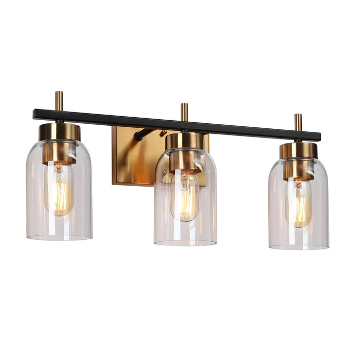 Brocco 3-Light Black and Brass Bathroom Vanity Lights