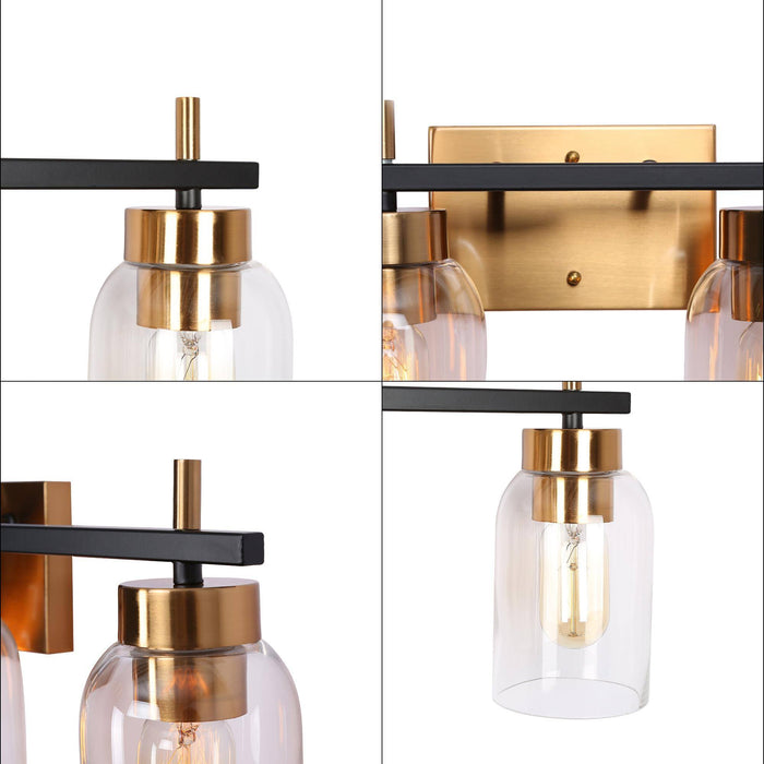 Brocco 3-Light Black and Brass Bathroom Vanity Light