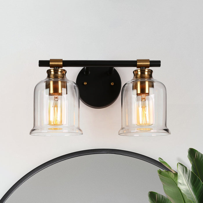 Chayote 2-Light Black and Brass Bathroom Vanity Light