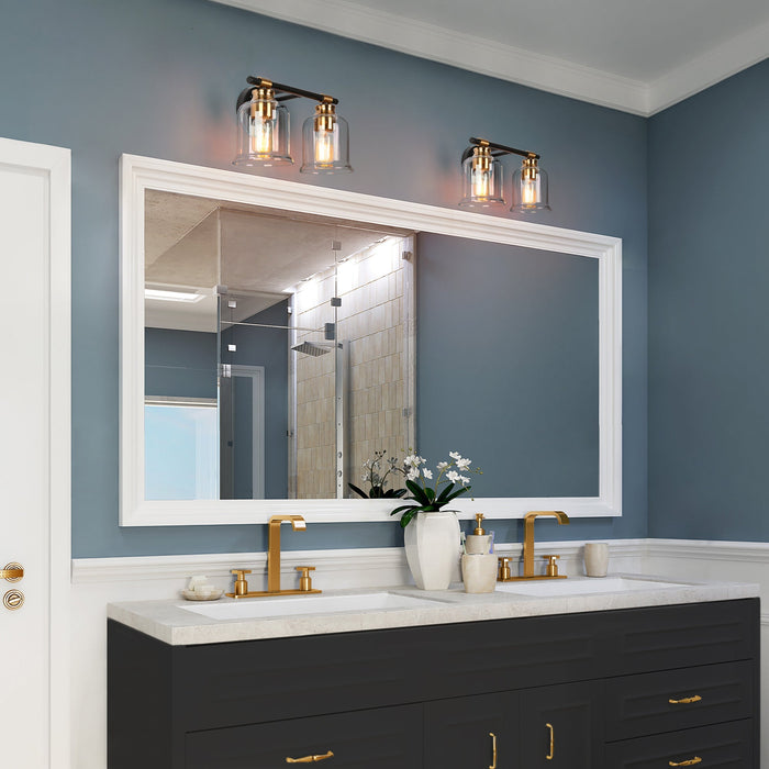 Chayote 2-Light Black and Brass Bathroom Vanity Light