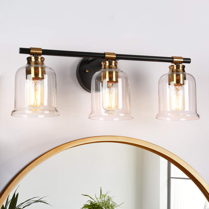 Chayote 3-Light Black and Brass Bathroom Vanity Light