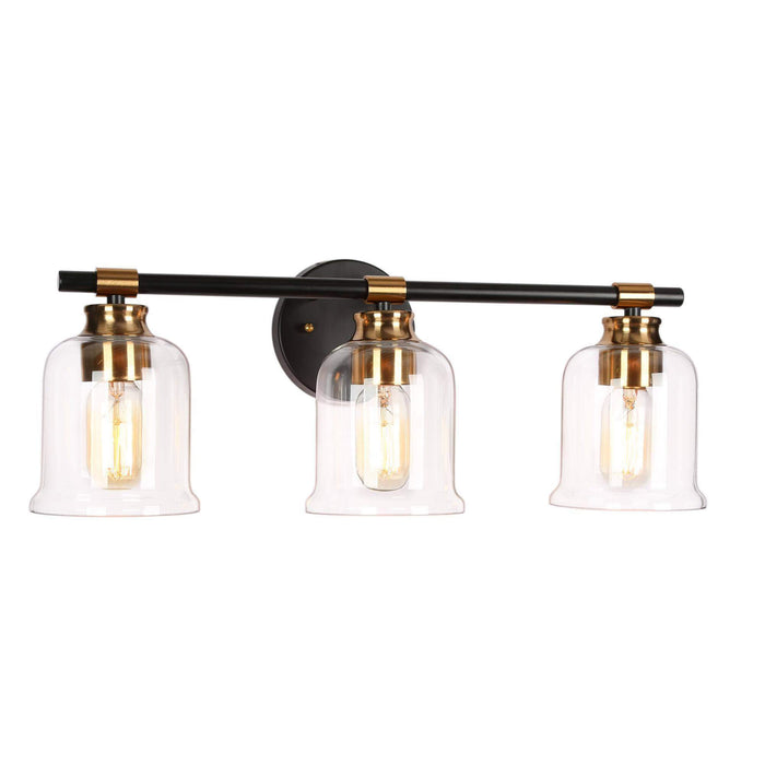 Chayote 3-Light Black and Brass Bathroom Vanity Light