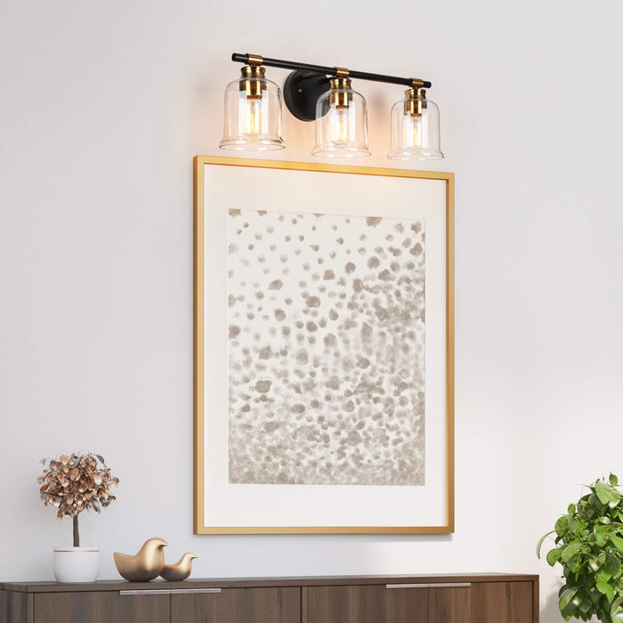 Chayote 3-Light Black and Brass Bathroom Vanity Light