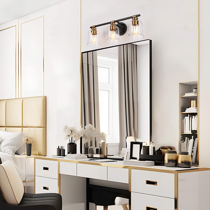 Chayote 3-Light Black and Brass Bathroom Vanity Light